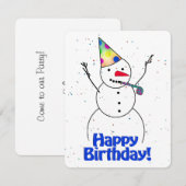 Happy Birthday Snowman Kaart (Voorkant / Achterkant)