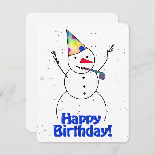 Happy Birthday Snowman Kaart (Voorkant / Achterkant)