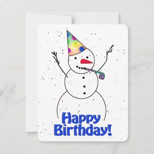 Happy Birthday Snowman Kaart (Voorkant)