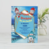 Happy Birthday Snowman Party Kaart (Staand voorkant)