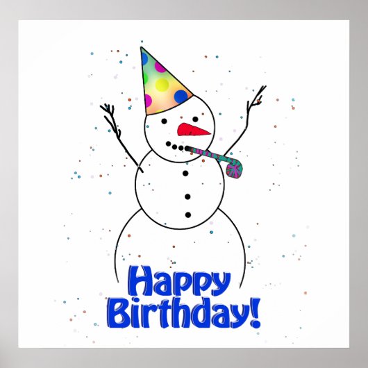 Happy Birthday Snowman Poster (Voorkant)