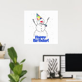 Happy Birthday Snowman Poster (Thuiskantoor)