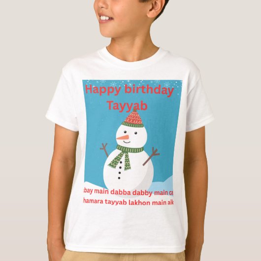 Happy Birthday Snowman T-Shirt | Cute Winter Birth (Voorkant)