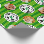 Happy Birthday Soccer Theme Photo Collage Cadeaupapier (Hoek)