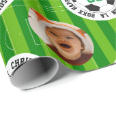 Happy Birthday Soccer Theme Photo Collage Cadeaupapier (Rol Hoek)
