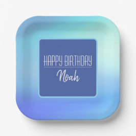 "Happy Birthday" Soft Blue Paper-Bord Papieren Bordje