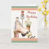 Happy Birthday Soft Prim Doll Wenskaart Kaart (Gele Bloem)