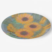 Happy Birthday Soft Sunflower Papieren Bordje (Gekanteld)
