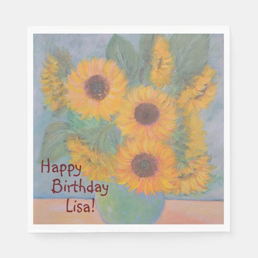 Happy Birthday Soft Sunflower Servet (Voorkant)