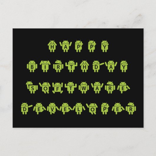 Happy Birthday Software Developer (Bugdroid) Briefkaart (Voorkant)