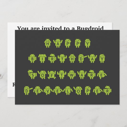 Happy Birthday Software Developer (Bugdroid) Kaart (Voorkant / Achterkant)