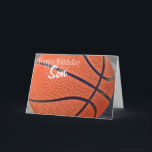 Happy Birthday Son Basketball Kaart<br><div class="desc">Ideaal voor elke basketbalfan's verjaardag! Een kleurrijke oranje basketbal - volledig aanpasbaar voor u om u te personaliseren zoals u wilt!</div>