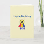 Happy Birthday Son Card Kaart<br><div class="desc">Het motief van het lint Aantal 1 Zoon op deze Christelijke Kaart van de Dag!   Omvat en Manuscript (Aantallen 6:24-26 NKJV en tekst binnen.</div>
