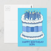 Happy Birthday Son Cartoon taart en kaarsen Briefkaart (Voorkant / Achterkant)