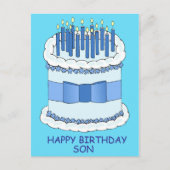 Happy Birthday Son Cartoon taart en kaarsen Briefkaart (Voorkant)