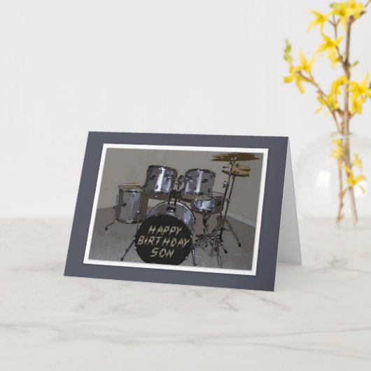 Happy Birthday Son Drums Kaart (Gele Bloem)