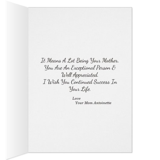 Happy Birthday Son Foto voor zijn persoonlijke kaa (Binnen (Rechts))