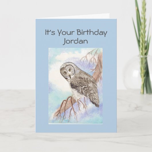 Happy Birthday Son, Great Grey Owl, Bird Card Kaart (Voorkant)