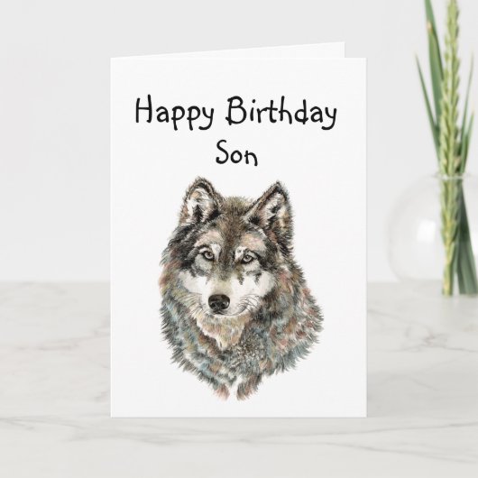 Happy Birthday Son Humor Wolf, Wolves Kaart (Voorkant)