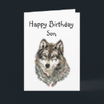 Happy Birthday Son Humor Wolf, Wolves Kaart<br><div class="desc">Great image for  Son who love wolves or animals with humorous quote about being loyal and great to howl with</div>