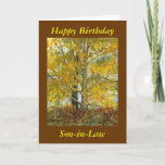 "Happy Birthday Son-in-law" Kaart<br><div class="desc">Ik schilderde dit in de herfst,  het zijn twee bomen die jaren en jaren staan op mijn loopbaan. U kunt de tekst wijzigen om de tekst aan te passen,  zowel binnen als buiten. Het originele schilderij is te koop op mijn website: www.marymcandrew.com</div>