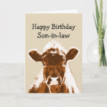 Happy Birthday Son-in-law Koe Joke Humor Kaart<br><div class="desc">Happy Birthday Son-in-law Ik zou je een kaart geven met een koe grap,  maar je hebt ze waarschijnlijk allemaal overhoop gehaald. Boerderij van bruine Koe</div>