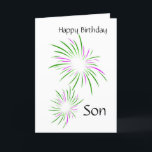 Happy Birthday Son Kaart<br><div class="desc">Birthday Kaart voor een zoon met vuurwerk aan de voorzijde</div>