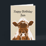 Happy Birthday Son Koe Joke Humor Kaart<br><div class="desc">Happy Birthday Son,  ik zou je een kaart geven met een koe grap,  maar je hebt ze waarschijnlijk allemaal overhoop gehaald. Boerderij van bruine Koe</div>