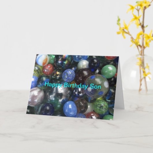 Happy Birthday Son Marbles Kaart (Gele Bloem)