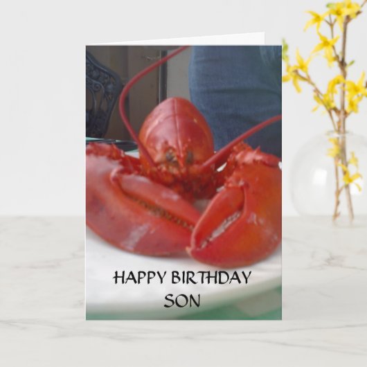 HAPPY BIRTHDAY SON (sprekende Lobster) Kaart (Gele Bloem)