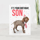 Happy Birthday Son Young Puppy in Pet en Stropdas  Feestdagen Kaart (Voorkant)