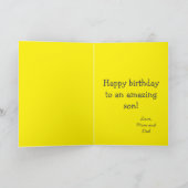 Happy Birthday Son Zebra Safari Yellow Feestdagen Kaart (Binnen)