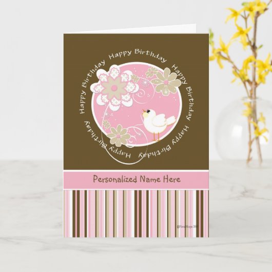 Happy Birthday Song Bird Sjabloon (Gele Bloem)