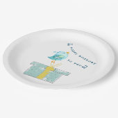 Happy Birthday Song (Simple Little Bird 2) Blauwgr Papieren Bordje (Gekanteld)