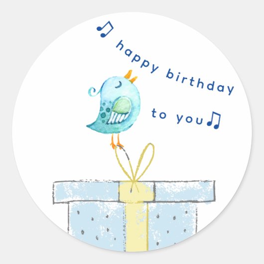 Happy Birthday Song (Simple Little Bird 2) Ronde Sticker (Voorkant)