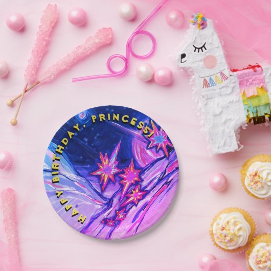 Happy Birthday Space Princess Papieren Bordje (Feest)