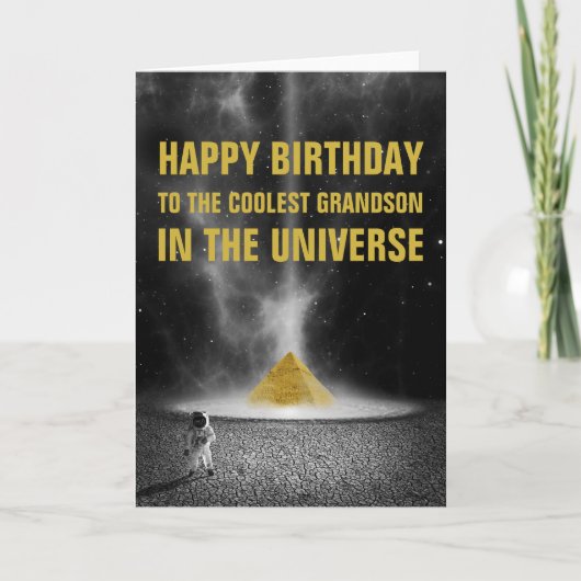 Happy Birthday Space Pyramid met Astronaut Kaart (Voorkant)