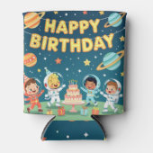 Happy birthday space theme blikjeskoeler (Voorkant)