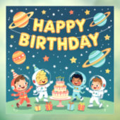 Happy birthday space theme raamsticker (Vel 3)