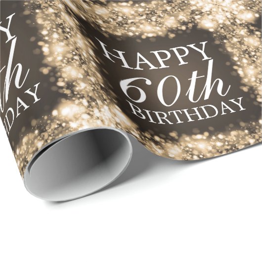 Happy Birthday Sparking Lights Gold Cadeaupapier (Rol Hoek)