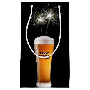 Happy Birthday Sparkler in Beer Glass Klein Cadeauzakje