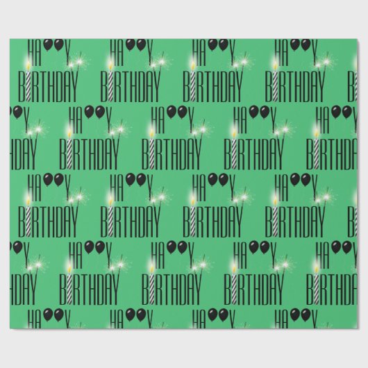 Happy Birthday Sparklers and Balloons Cadeaupapier (Vlak)