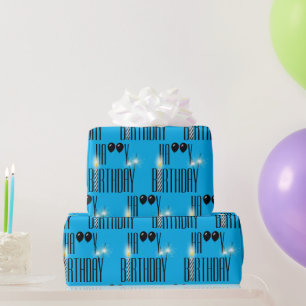 Happy Birthday Sparklers en Black Balloons Cadeaupapier