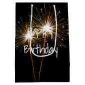 Happy Birthday Sparklers With American Flag Medium Cadeauzakje (Achterkant)