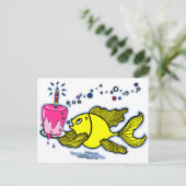 Happy Birthday, Sparky met taart en kaars Briefkaart (Staand voorkant)