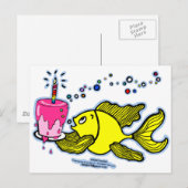 Happy Birthday, Sparky met taart en kaars Briefkaart (Voorkant / Achterkant)