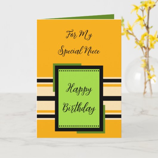 Happy Birthday speciaal nichtje sinaasappel Kaart (Gele Bloem)