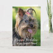 Happy Birthday Special Friend Fun Yorkie Dog Kaart (Voorkant)