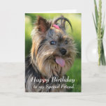 Happy Birthday Special Friend Fun Yorkie Dog Kaart<br><div class="desc">Happy Birthday Special Friend Fun Yorkie,  Yorkshire Terrier Dog</div>