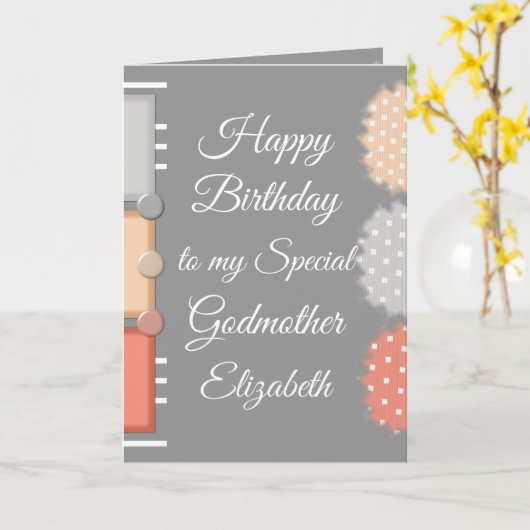 Happy Birthday special Godmother grey Kaart (Gele Bloem)